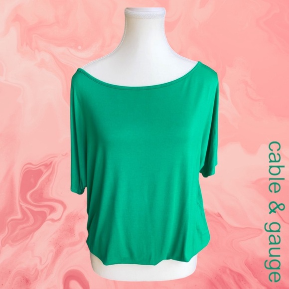 Cable & Gauge Tops - Cable & Gauge Green Relaxed 3/4 Sleeve Blouse